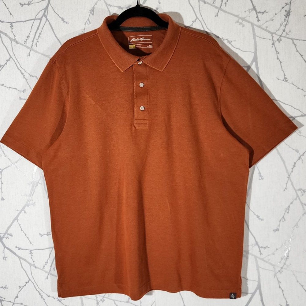Eddie Bauer Travex Burnt Orange Cotton Blend Polo